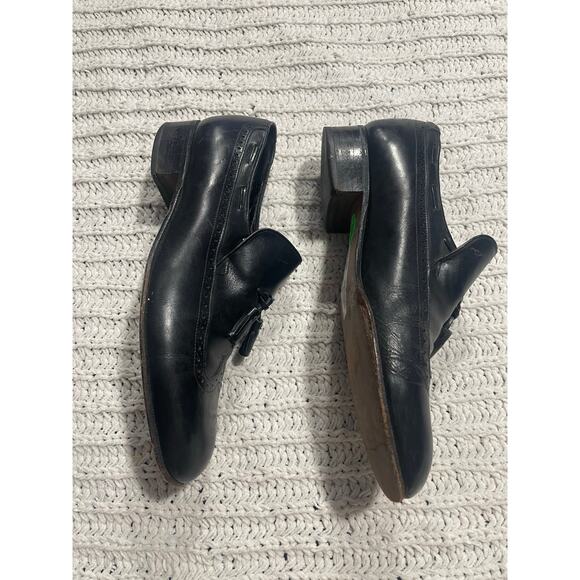 VTG Johnston & Murphy Loafers Tassel Shoes Leather Mens Size 9 D/B Black main image 9